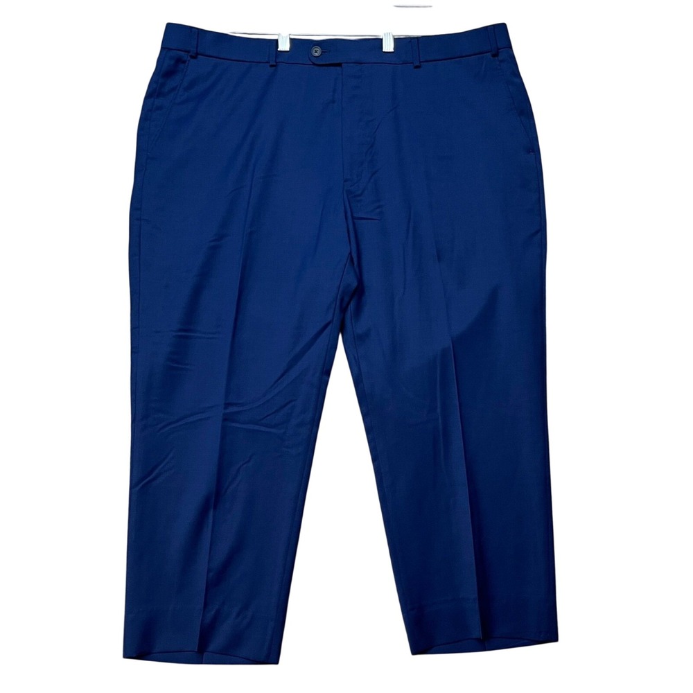 Ballin Comfort-EZE Dress Pants Mens‎ 42x25 Blue Flat Front Wool Super 120s EUC